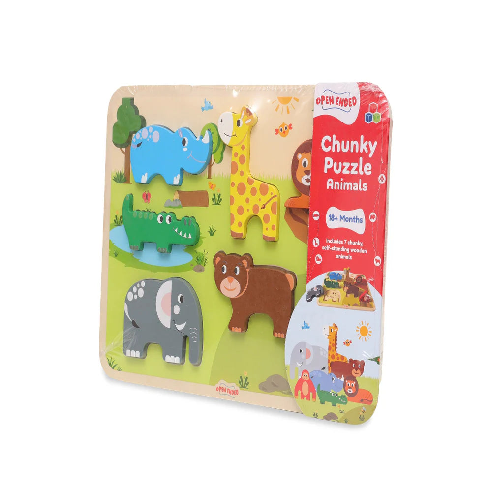Open Ended Chunky Puzzle New Design- Animals (Includes - 7 Chunky self standing Animals)