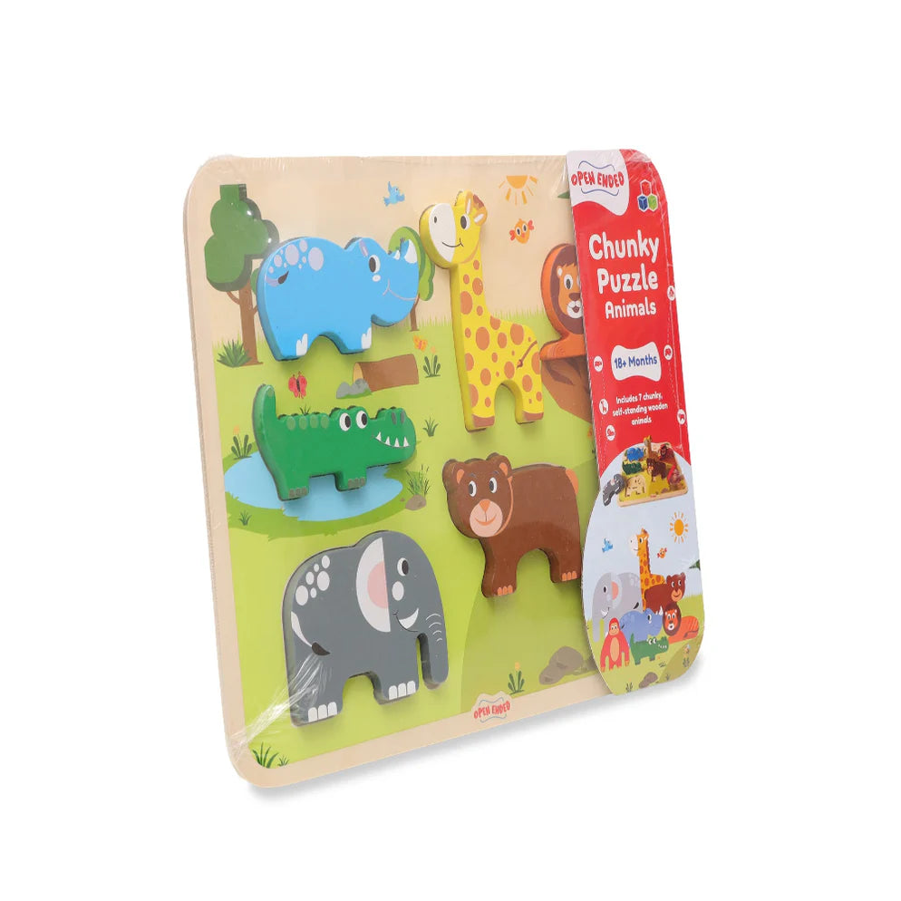 Open Ended Chunky Puzzle New Design- Animals (Includes - 7 Chunky self standing Animals)