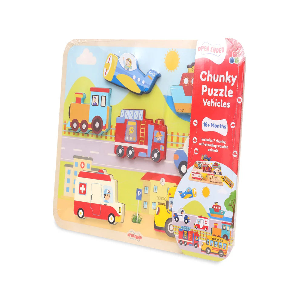 Open Ended Chunky Puzzle New Design - Vehicles (Includes - 7 Chunky self standing Vehicles)