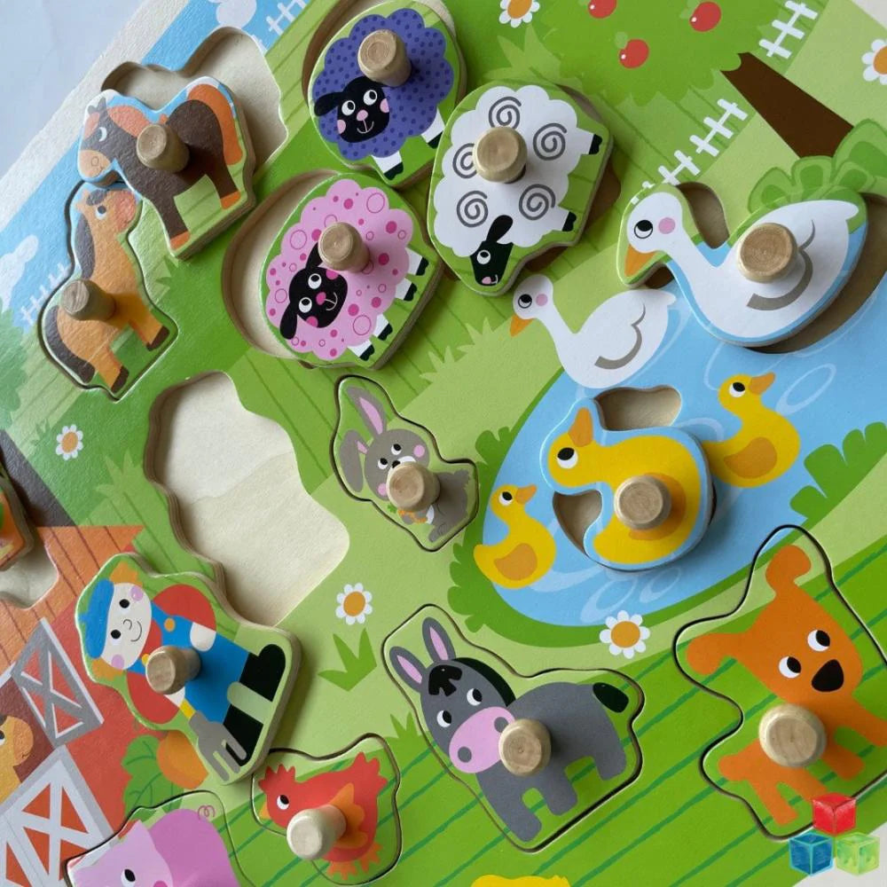 Open Ended Giant Peg Puzzle - Farm Animals