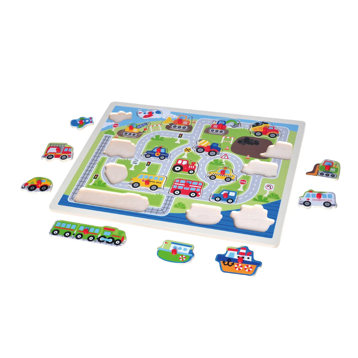 Open Ended Giant Peg Puzzle - Vehicles