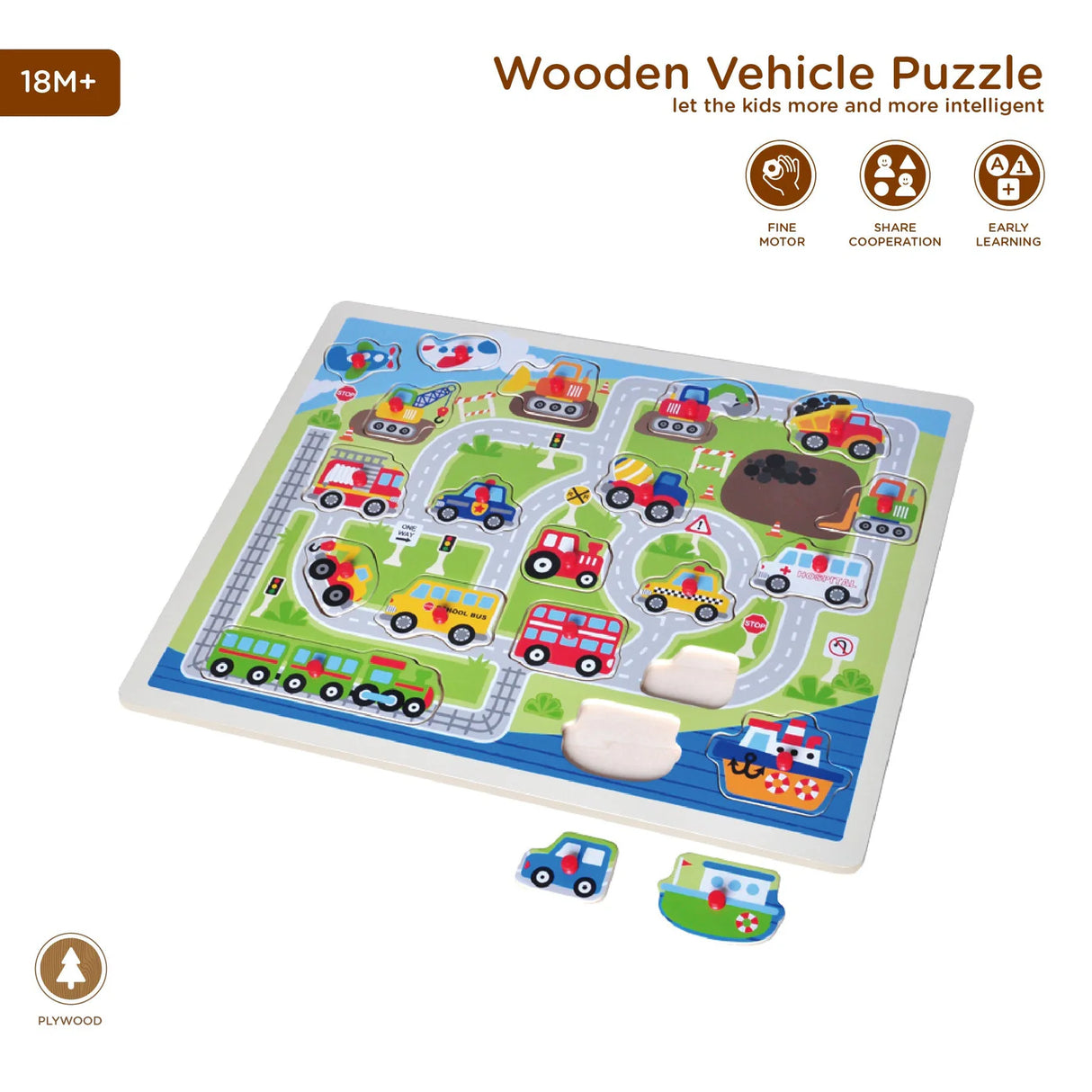 Open Ended Giant Peg Puzzle - Vehicles