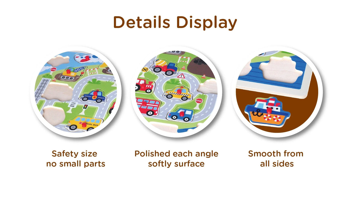 Open Ended Giant Peg Puzzle - Vehicles