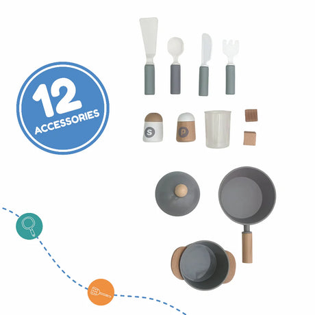 Open Ended Modern Kitchen Set -(12 Accessories included)