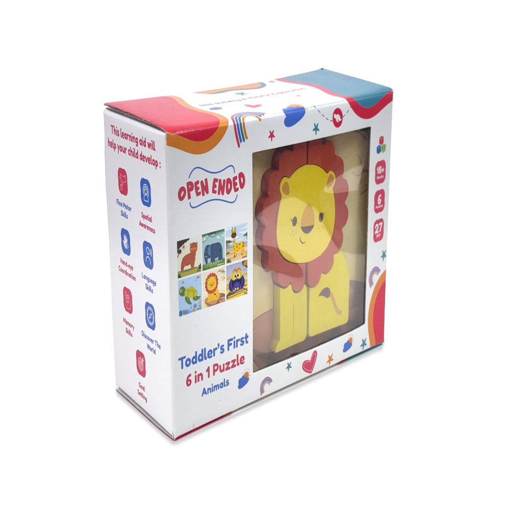 Open Ended Toddler's First 6 In 1 Puzzle - Animals-Puzzles-Open Ended-Toycra