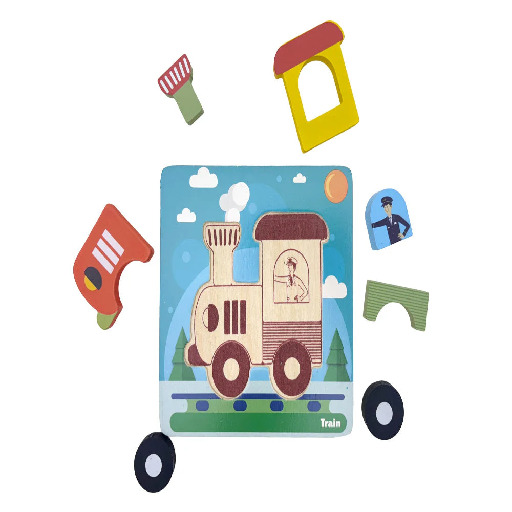 Open Ended Toddler's First 6 In 1 Puzzle -Vehicle (6 puzzles, 32 pcs)