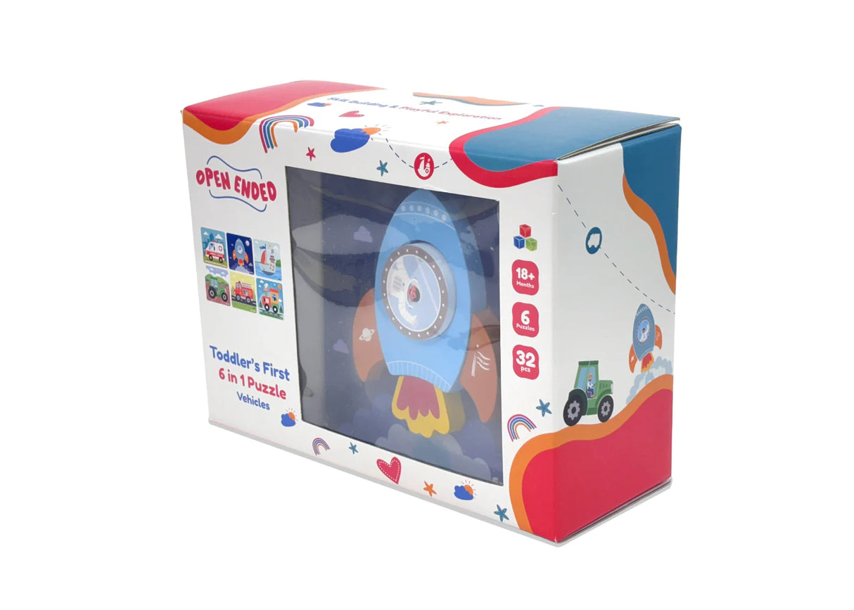 Open Ended Toddler's First 6 In 1 Puzzle -Vehicle (6 puzzles, 32 pcs)