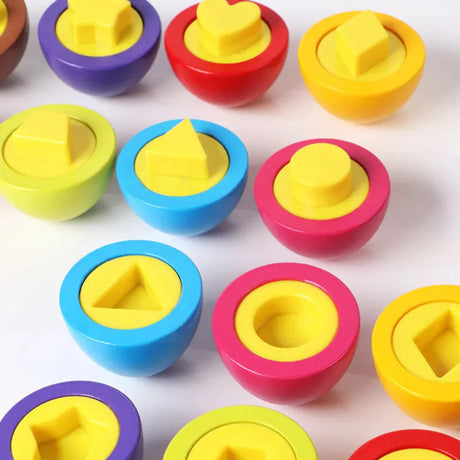 Open Ended Wooden Baby Egg Game - Early Education Geometric Shape Color Matching