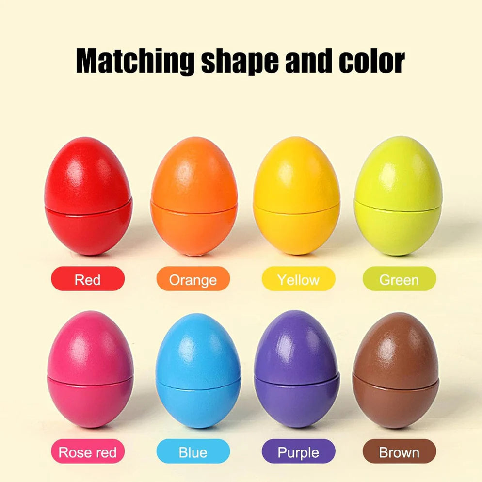Open Ended Wooden Baby Egg Game - Early Education Geometric Shape Color Matching
