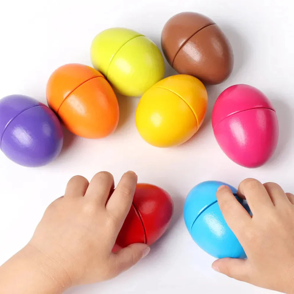 Open Ended Wooden Baby Egg Game - Early Education Geometric Shape Color Matching