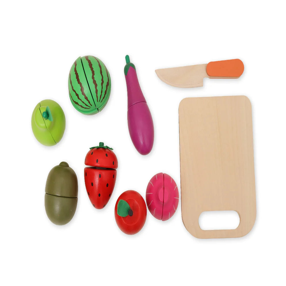 Open Ended Wooden Cutting Set 2- Fruits & Veggies (7 pcs set)