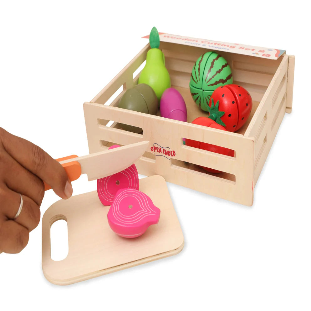 Open Ended Wooden Cutting Set 2- Fruits & Veggies (7 pcs set)