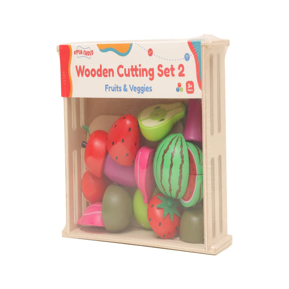 Open Ended Wooden Cutting Set 2- Fruits & Veggies (7 pcs set)