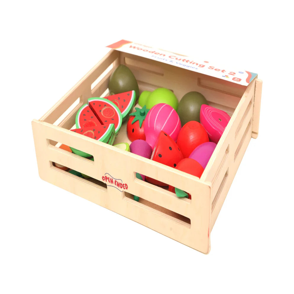Open Ended Wooden Cutting Set 2- Fruits & Veggies (7 pcs set)