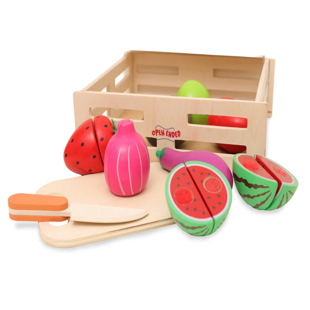 Open Ended Wooden Cutting Set 2- Fruits & Veggies (7 pcs set)