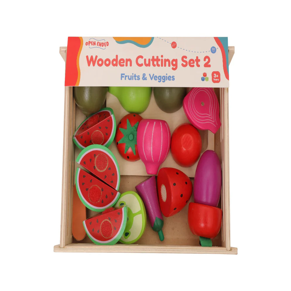Open Ended Wooden Cutting Set 2- Fruits & Veggies (7 pcs set)