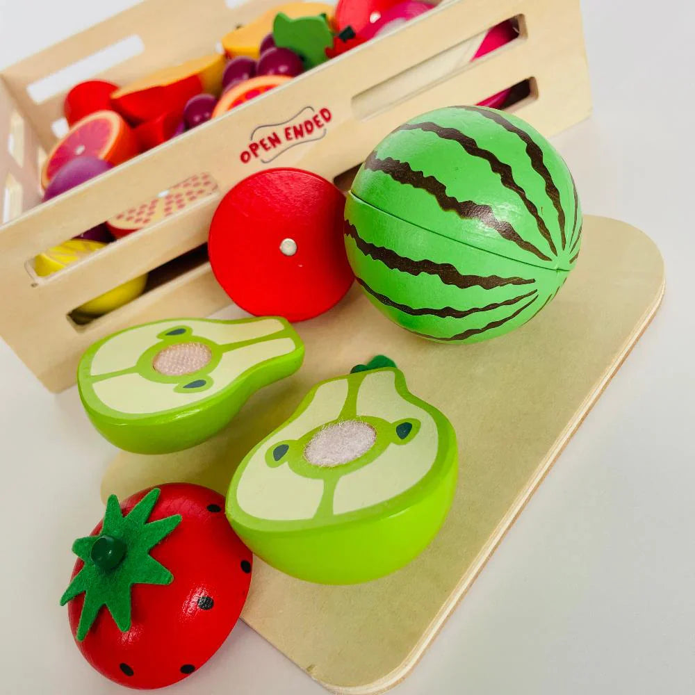Open Ended Wooden Cutting Set - Fruits & Veggies