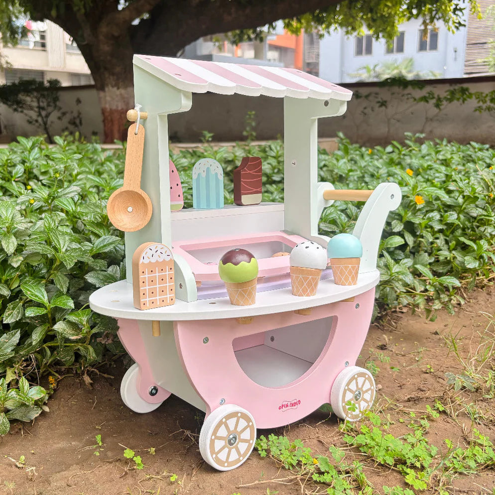 Open Ended Wooden Ice Cream Cart