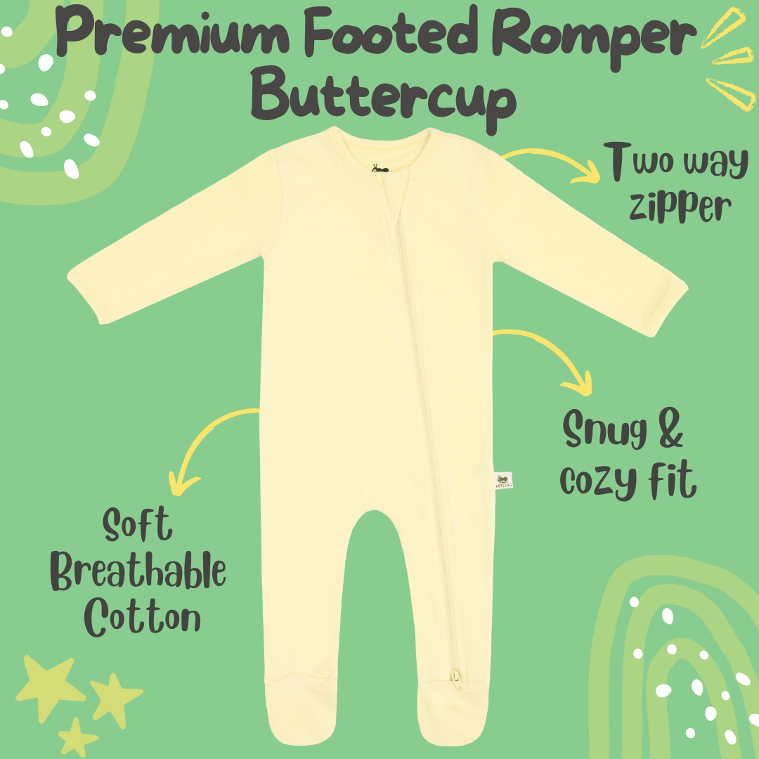 Premium Footed Rompers - Buttercup