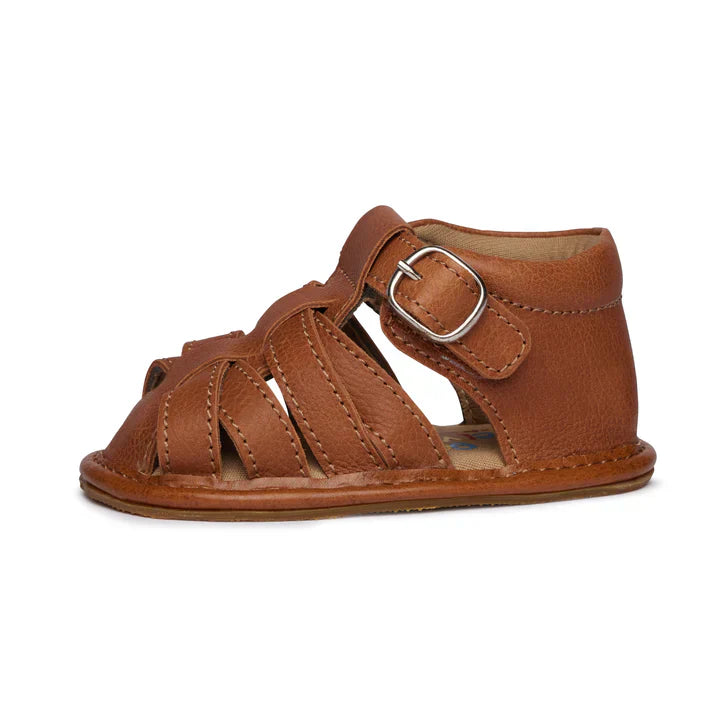 Tan Brown Crisscross Single Strap Baby Sandals