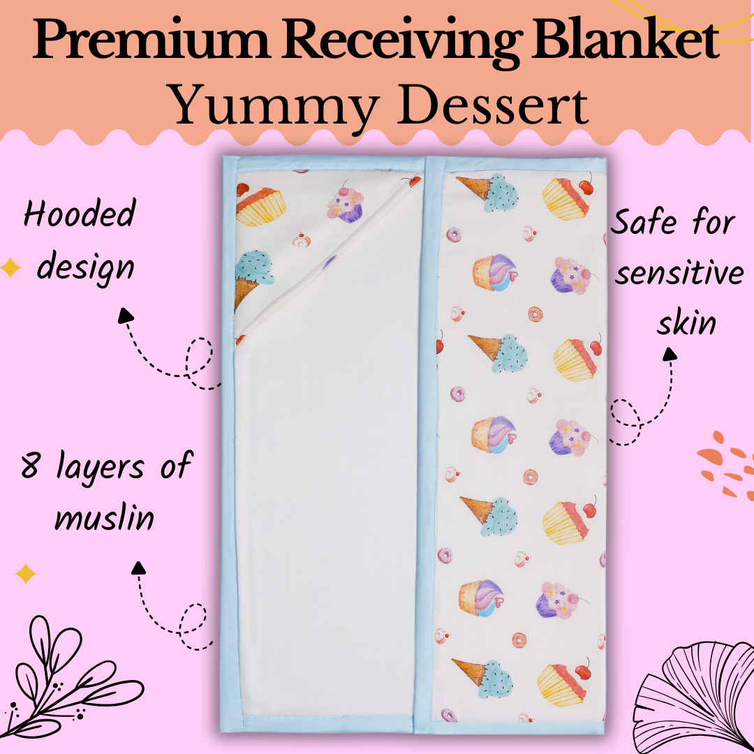 Premium 8 Layers Muslin Receiving Blanket - Yummy Dessert