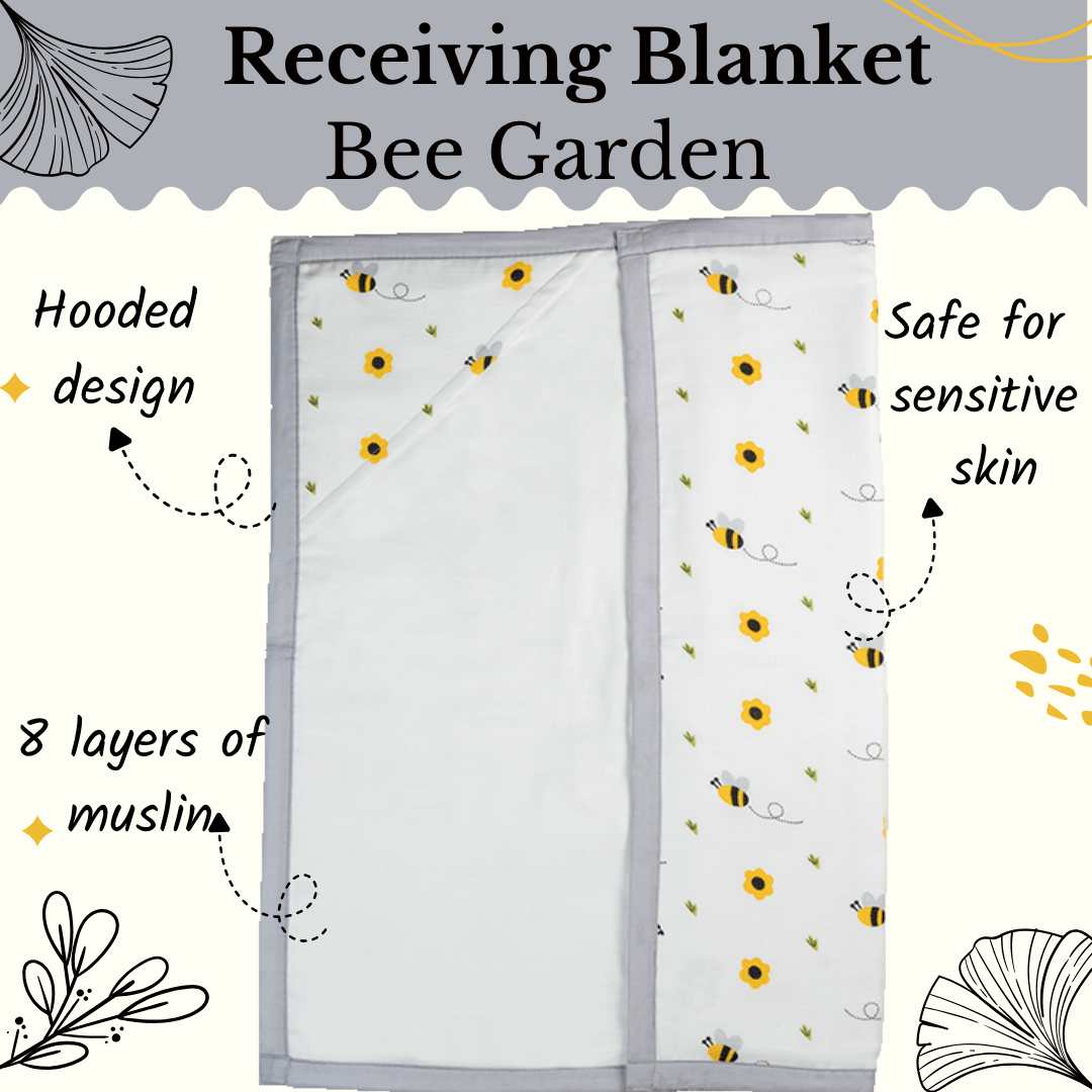 8 Layers Muslin Receiving Blanket - Bee Garden