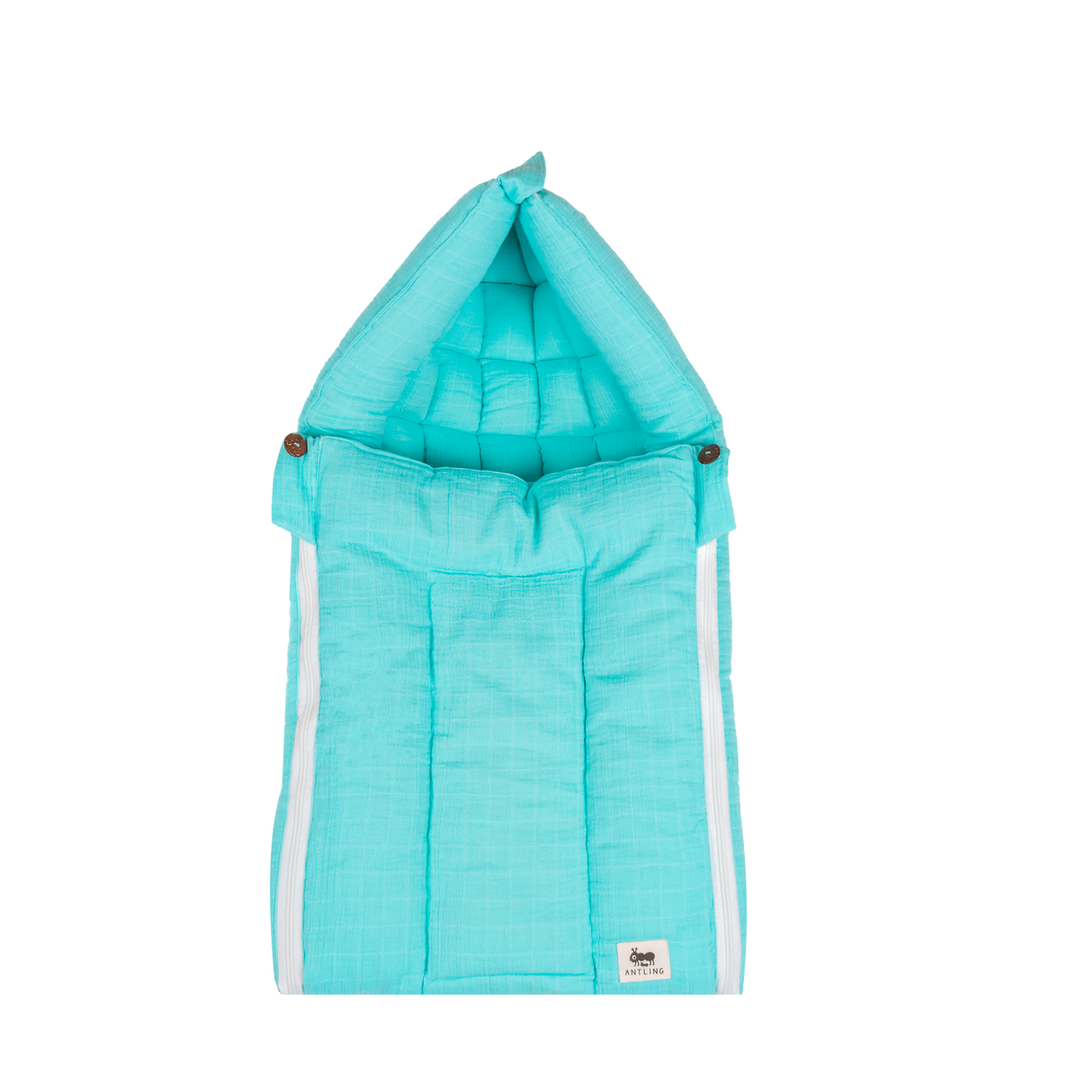 SoftNest - Premium Muslin Baby Nest cum Bed Set - Cyan