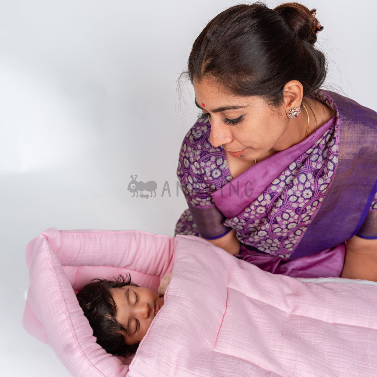 SoftNest - Premium Muslin Baby Nest cum Bed Set - Pink