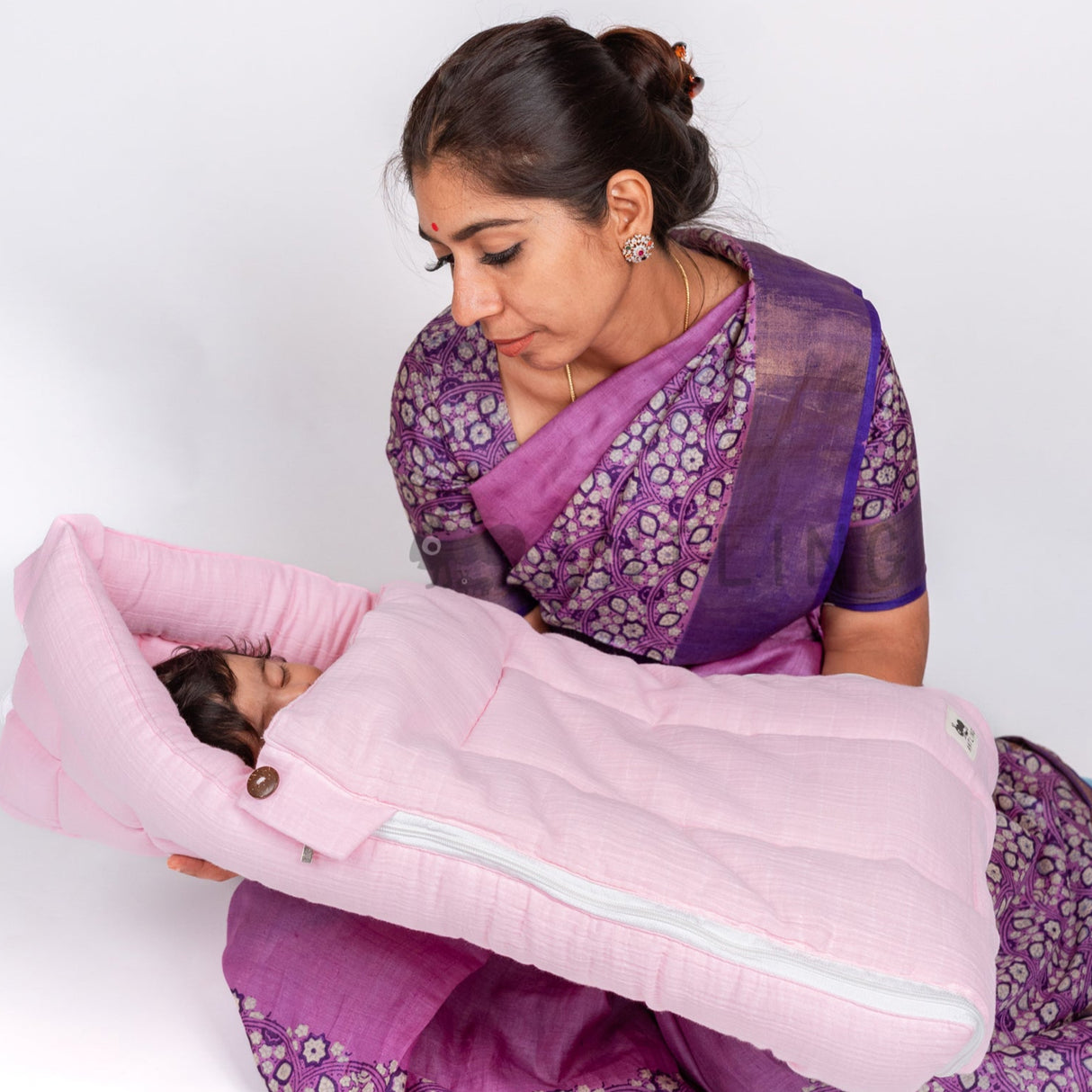 SoftNest - Premium Muslin Baby Nest cum Bed Set - Pink