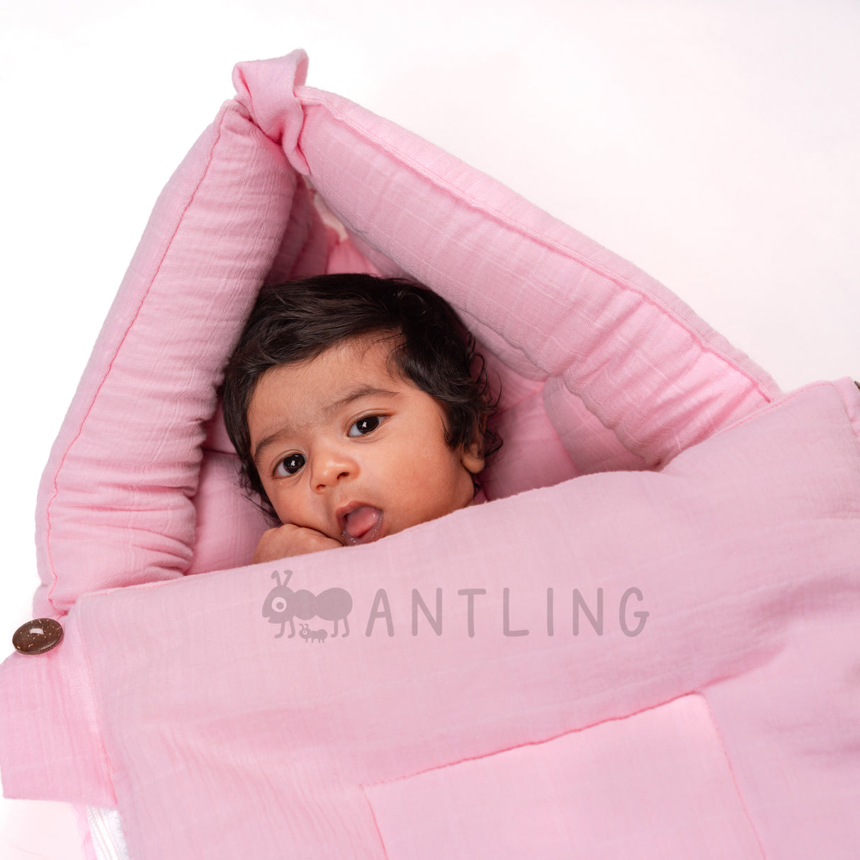 SoftNest - Premium Muslin Baby Nest cum Bed Set - Pink