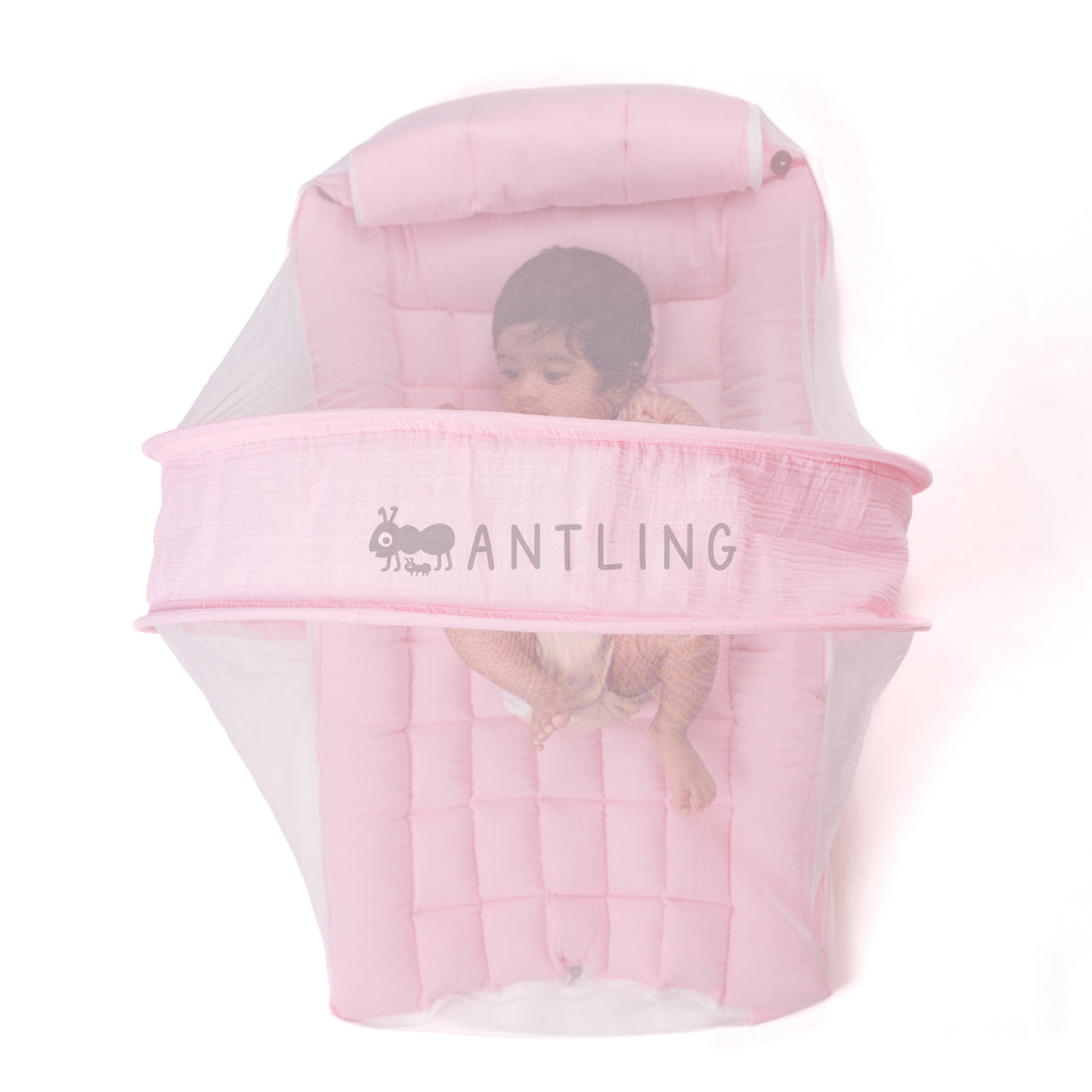 SoftNest - Premium Muslin Baby Nest cum Bed Set - Pink