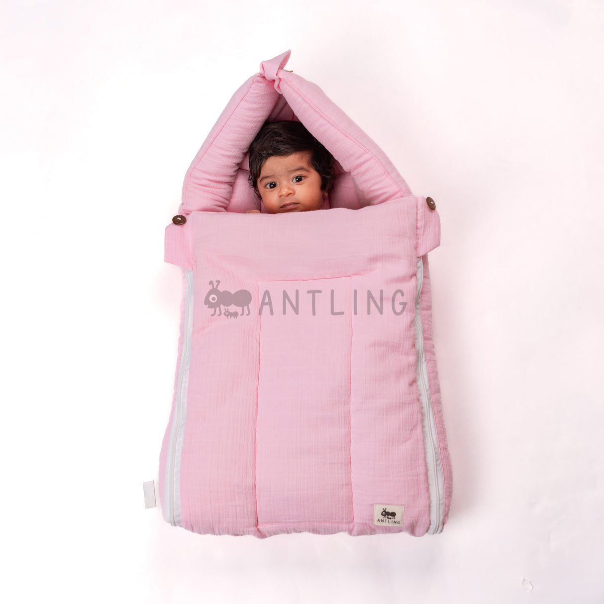 SoftNest - Premium Muslin Baby Nest cum Bed Set - Pink