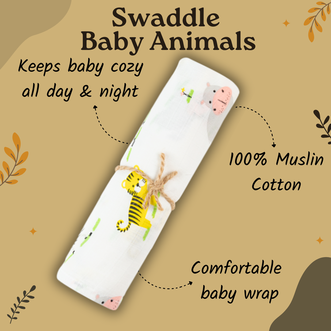 Muslin Swaddle - Baby Animals