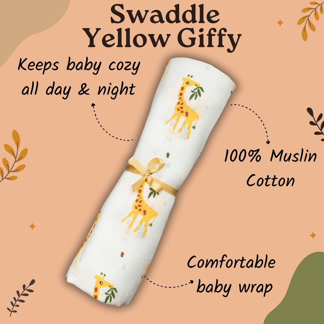 Muslin Swaddle - Yellow Giffy