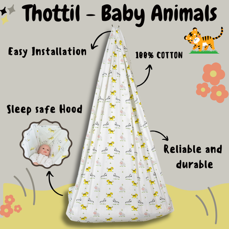 Pure Cotton Sleep Safe Thottil - Baby Animals