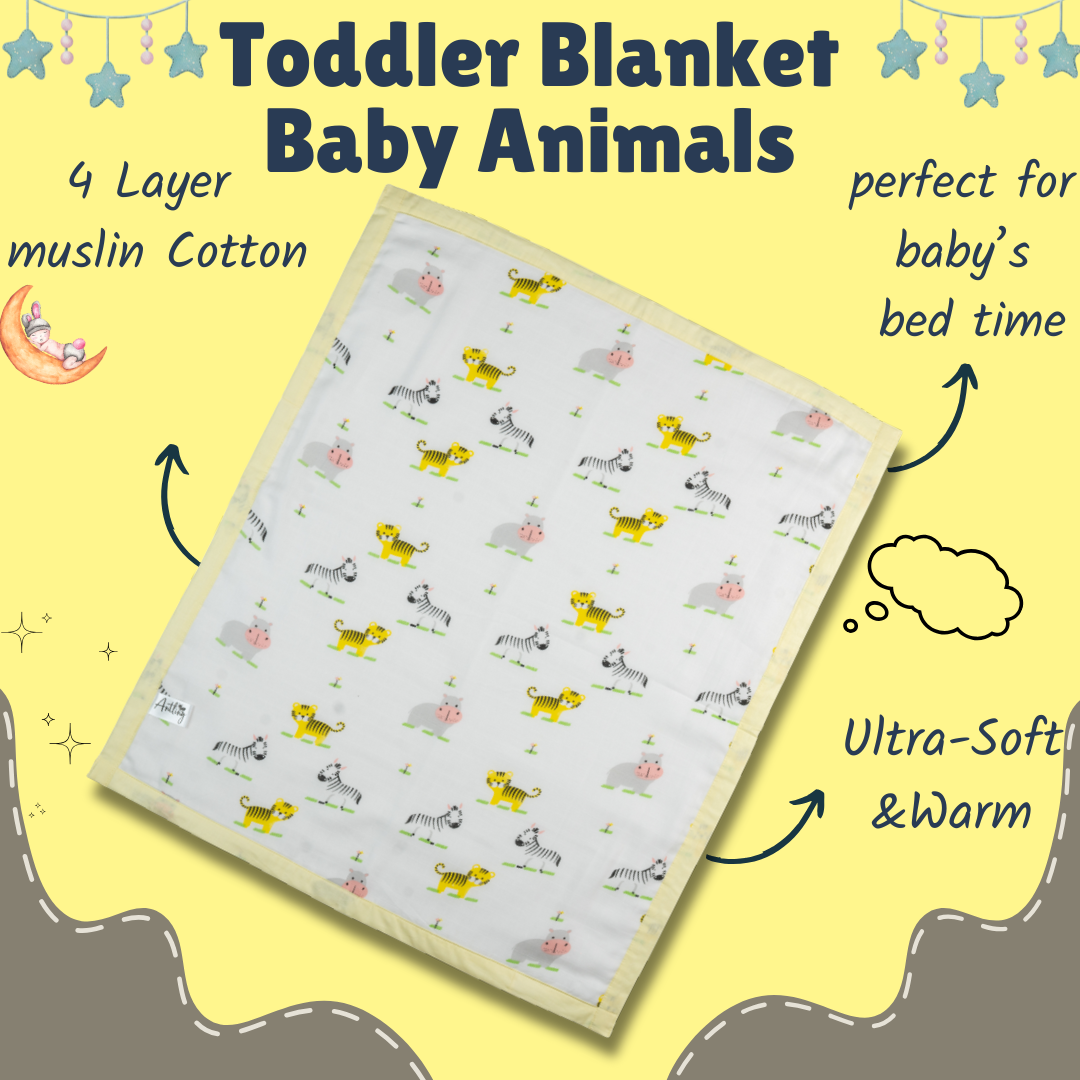 Muslin Toddler Blanket (4 layers) - Baby Animals
