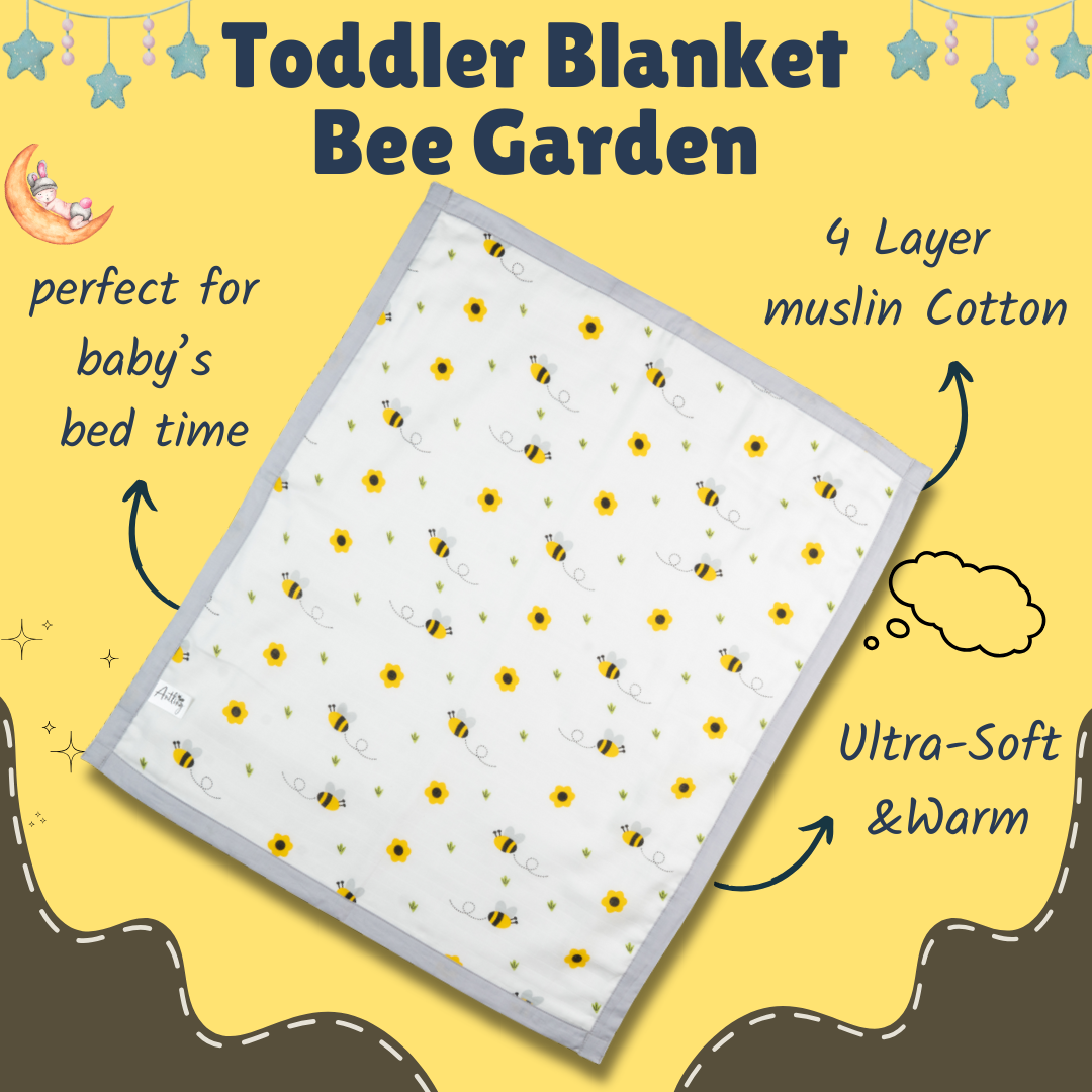 Muslin Toddler Blanket (4 layers) - Bee Garden
