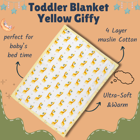 Muslin Toddler Blanket (4 layers) - Yellow Giffy