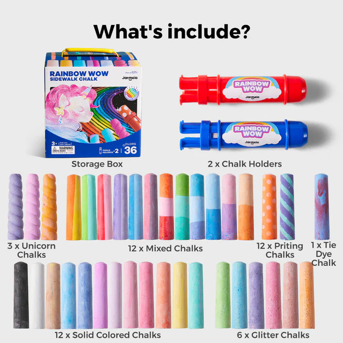 Jar Melo Rainbow Wow Sidewalk Chalk-36 Colors