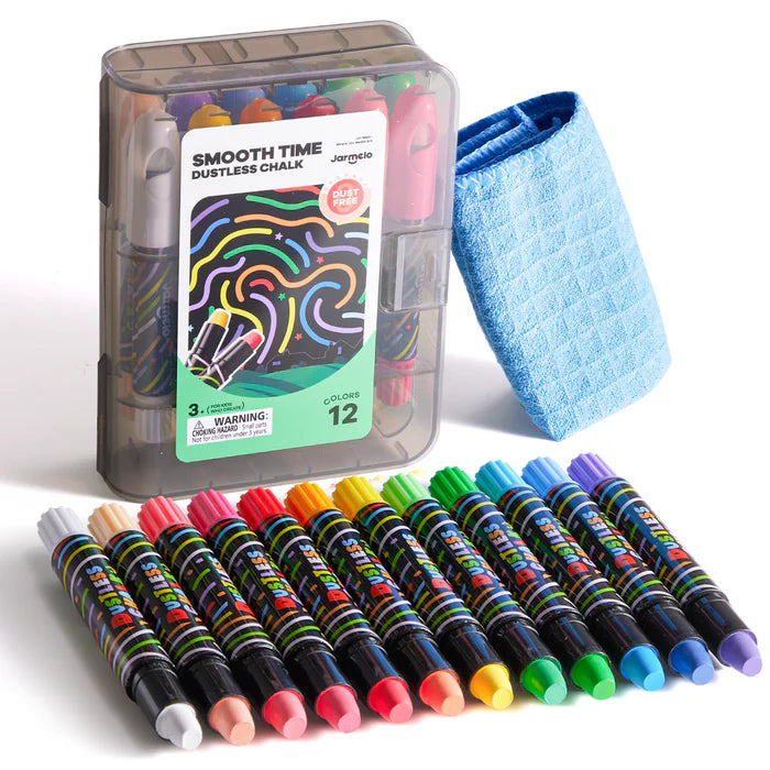 Jarmelo Smooth Time Dustless Chalk - 12 Colors