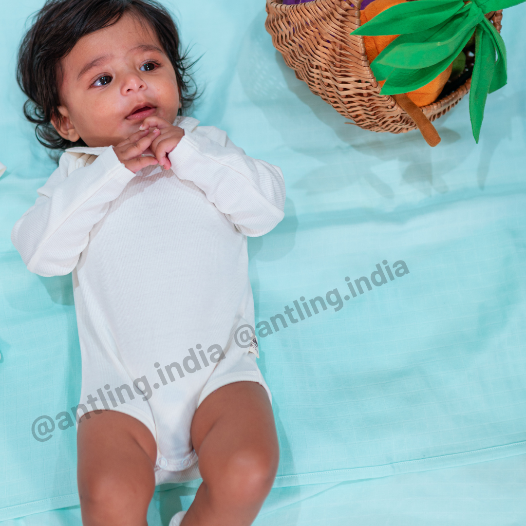 Premium Peter Pan Collar Unisex Cotton Rompers - Ecru