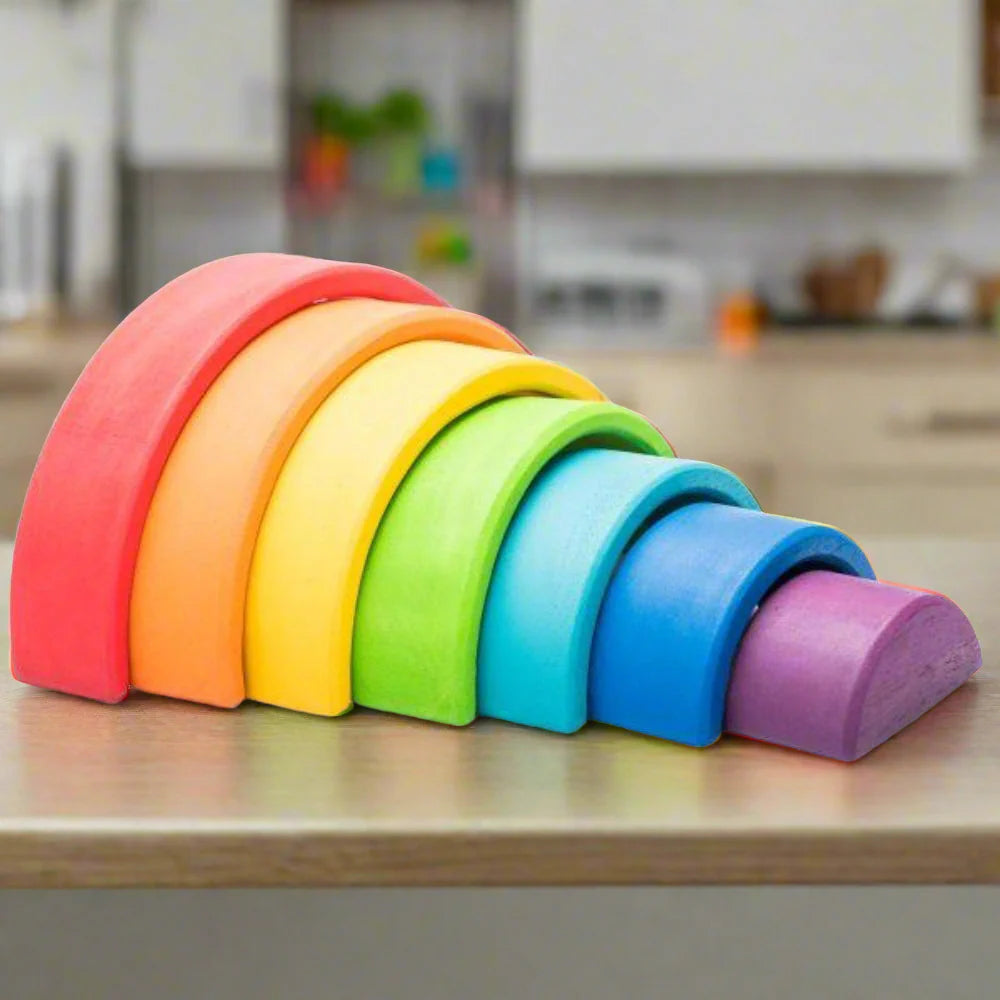 Open Ended Wooden Rainbow Stacker 7 Piece