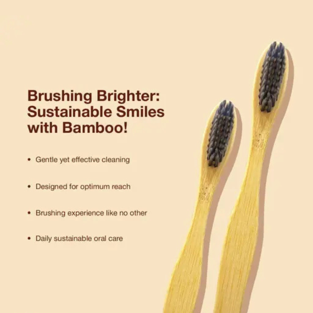 Bamboo Toothbrush for Kids - with Charcoal Activated Soft Bristles