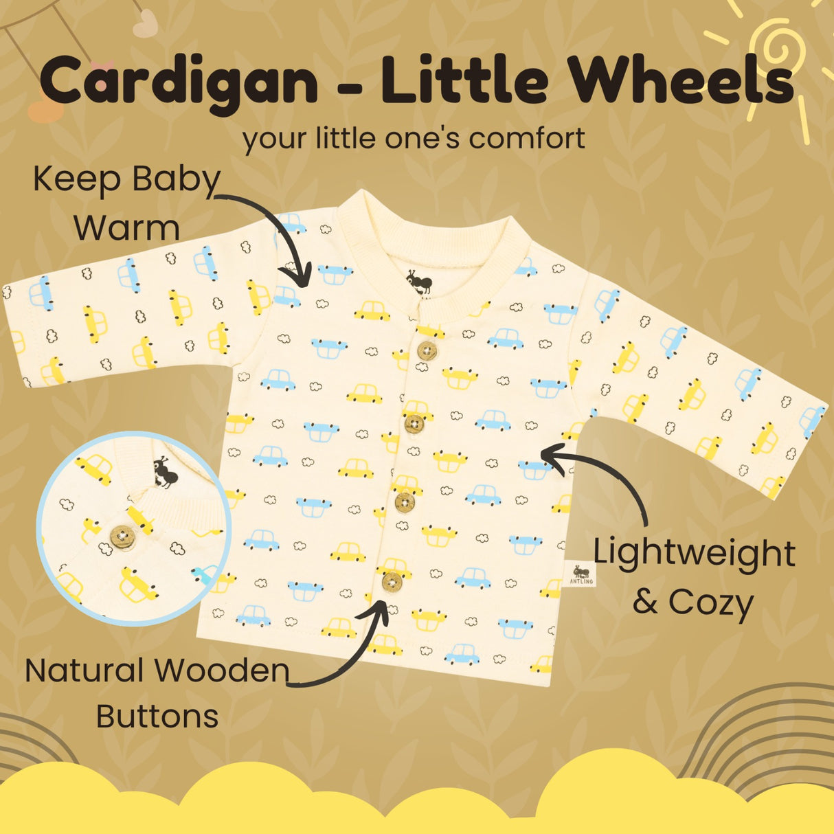 Fleece Cotton Baby Boy & Girls Sweater | Cardigan - Little Wheels