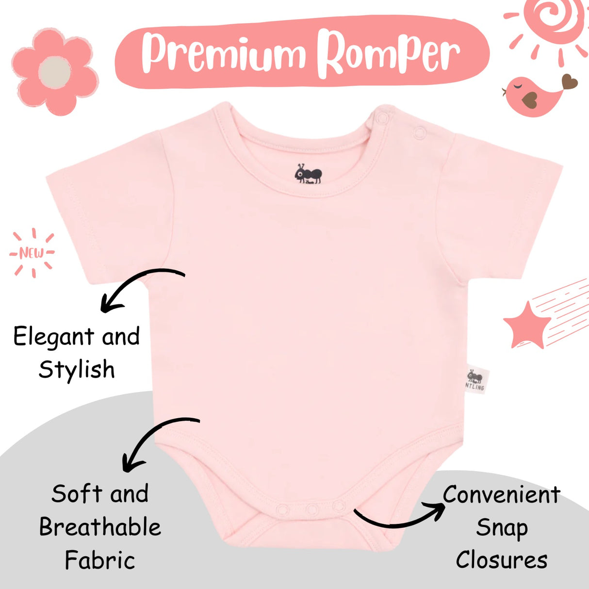 Premium Baby Unisex Cotton Half Sleeve Romper - Sugarkiss
