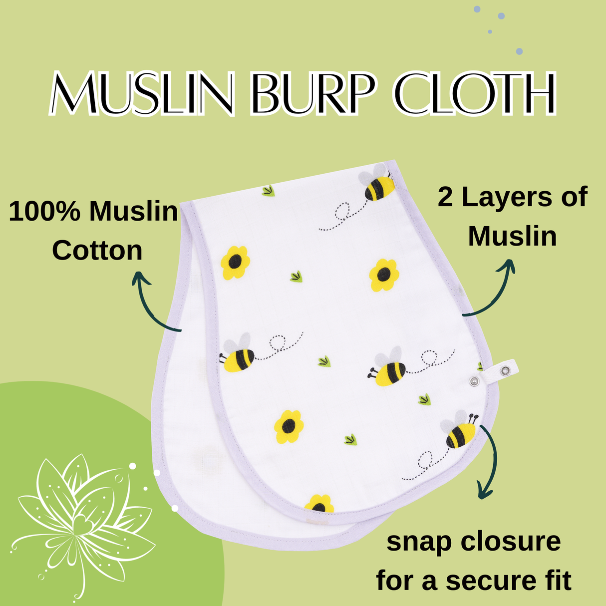 Muslin Burp Cloth - Bee Garden