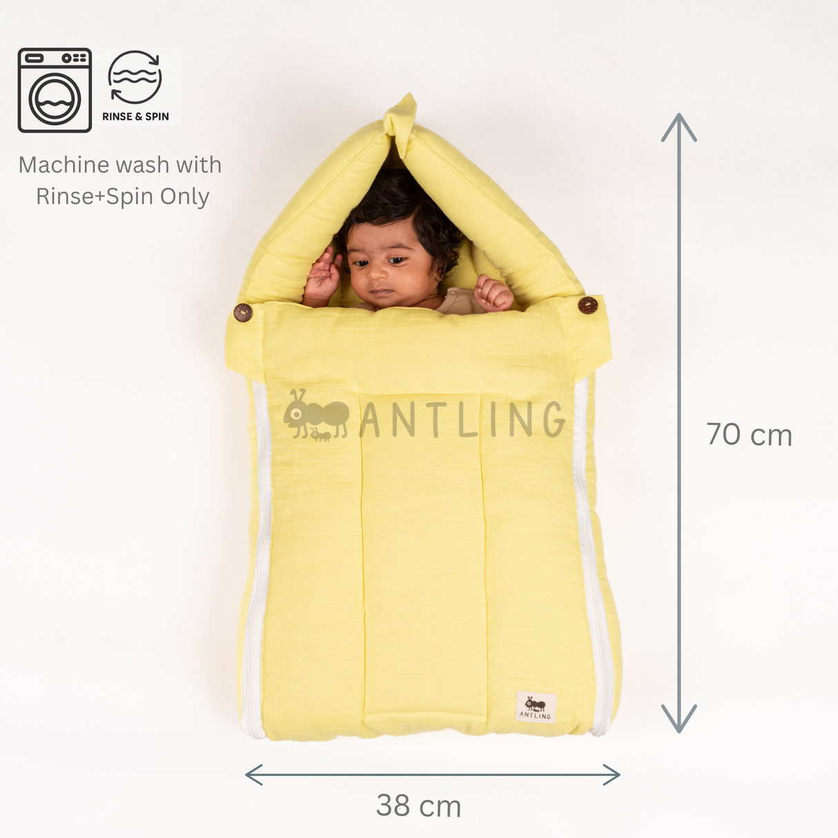 SoftNest - Premium Muslin Baby Nest cum Bed Set - Yellow