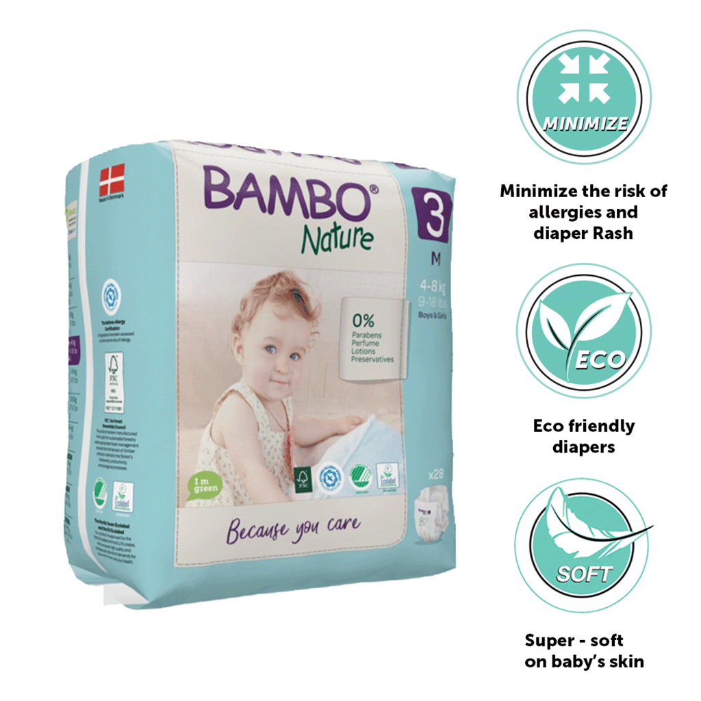Eco-labeled Tape Diaper with Wetness Indicator - M