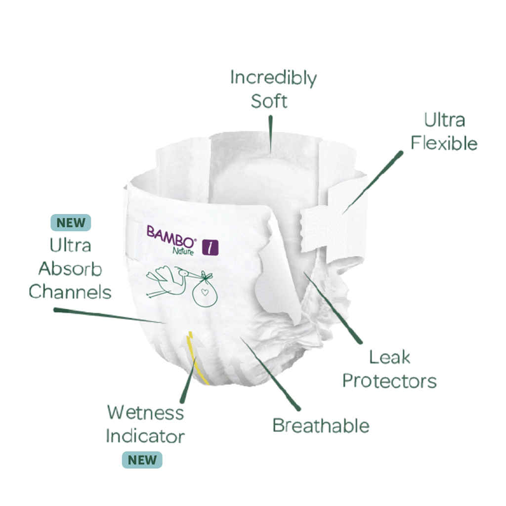 Eco-labeled Tape Diaper with Wetness Indicator - XS