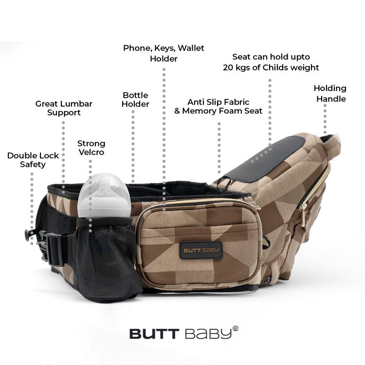 Baby Carrier with Hip Seat and InBuilt Mini Diaper Bag